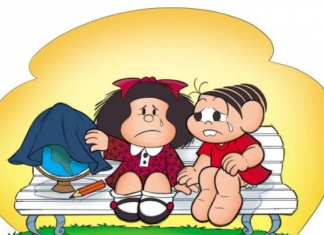 Mônica consola Mafalda em homenagem ao cartunista Quino, falecido nesta quarta-feira