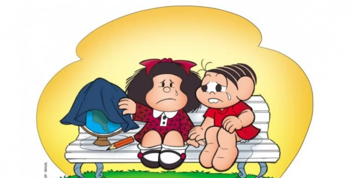 Mônica consola Mafalda em homenagem ao cartunista Quino, falecido nesta quarta-feira
