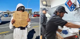 Pizzaria dá emprego a morador de rua que pedia dinheiro usando suas caixas de pizza