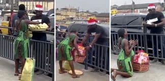 Vendedora grávida agradece de joelhos após ganhar cesta básica e doação em dinheiro