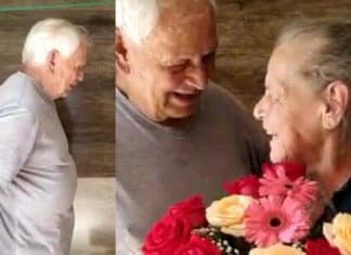 Idosa com Alzheimer reconhece o marido depois de ganhar flores dele
