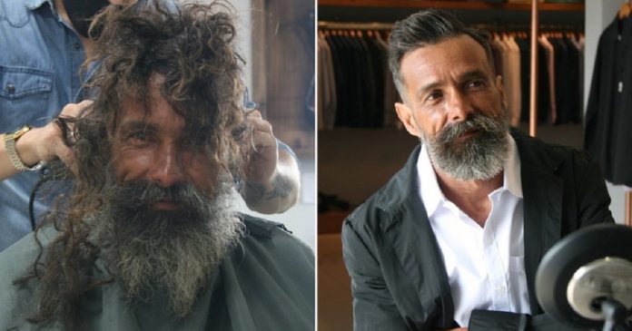 Cantor promove transformação radical no visual de um morador de rua que lhe pediu uma lâmina para se barbear