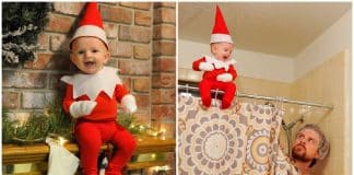 Papai conquista a internet com fotos fofas de seu bebê vestido de duende