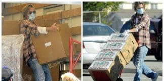 Brad Pitt entrega alimentos para pessoas necessitadas durante a pandemia