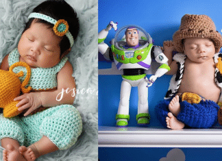 Mamãe apaixonada pela Disney tricota roupas para bebês inspiradas em suas histórias. Veja fotos.