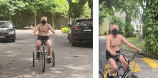 Ary Fontoura esbanja vitalidade andando de triciclo. Confira.