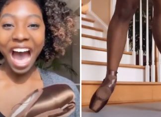 Bailarina se emociona em vídeo ao receber sapatos da cor de sua pele