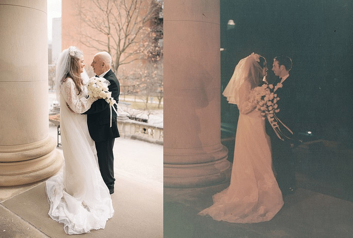 contioutra.com - Casal comemora 50 anos de casamento recriando a sess&atilde;o de fotos que fizeram em 1971