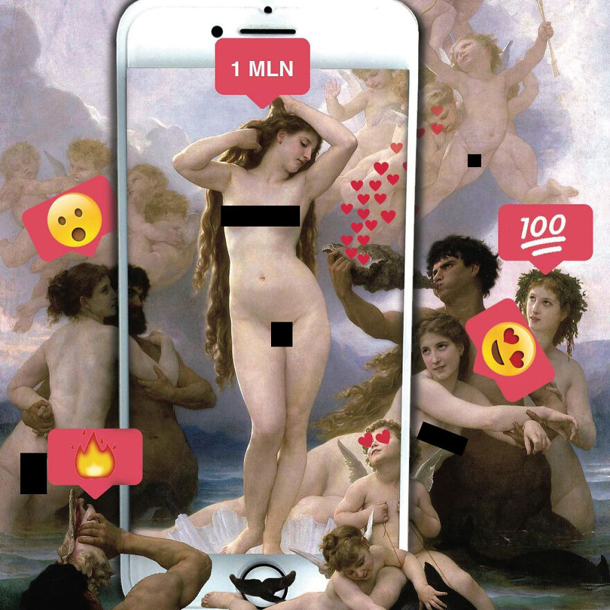 contioutra.com - Artista digital re-contextualiza pinturas famosas para criticar a sociedade moderna