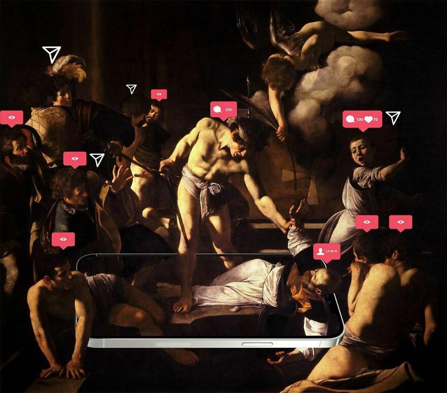 contioutra.com - Artista digital re-contextualiza pinturas famosas para criticar a sociedade moderna