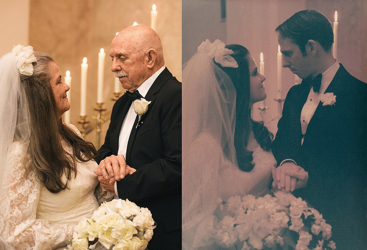 contioutra.com - Casal comemora 50 anos de casamento recriando a sess&atilde;o de fotos que fizeram em 1971