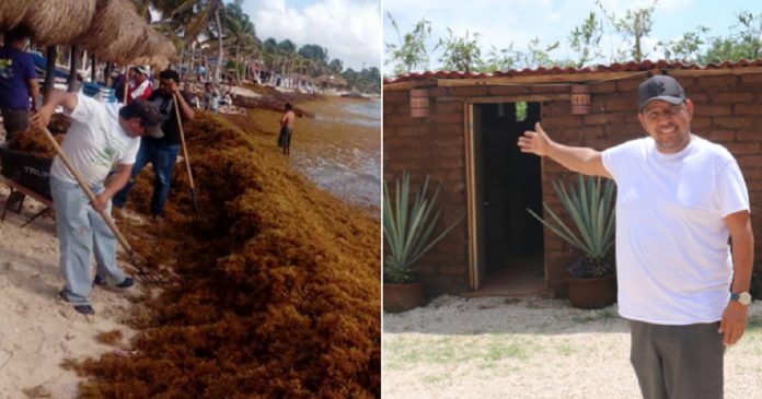 Homem fabrica tijolos de algas marinhas para construir casas para quem precisa