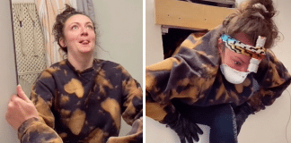 Mulher descobre um buraco atrás do espelho do banheiro e se surpreende com o que encontra