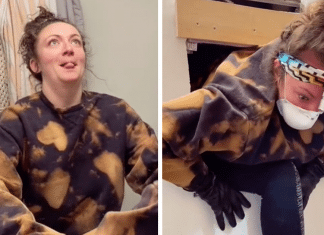 Mulher descobre um buraco atrás do espelho do banheiro e se surpreende com o que encontra