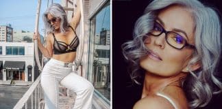 Influenciadora de 50 anos mostra com orgulho seu cabelo grisalho natural