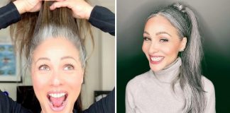 Aos 51 anos, ela parou de pintar seus cabelos grisalhos e está mais feliz do que nunca