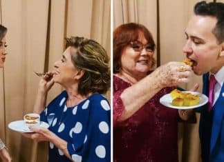 Esses noivos escolheram receitas de suas mães e avós para o jantar de casamento.