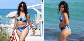 Cantora Camila Cabello passeia de biquíni pela praia e recebe críticas por estar “fora de forma”
