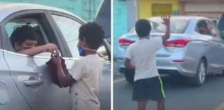 Criança doa brinquedo a menino que trabalha em semáforo e eles brincam juntos