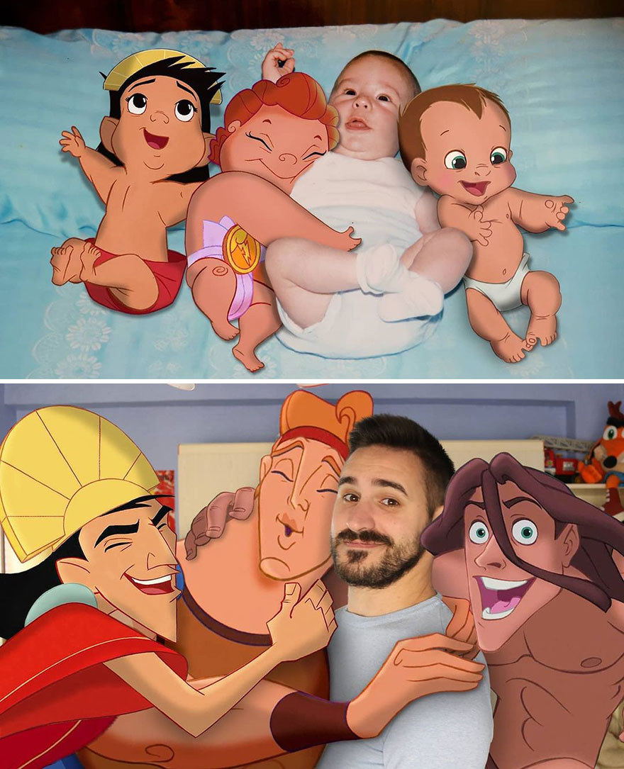 contioutra.com - Jovem faz sucesso inserindo personagens da Disney em suas fotos