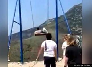 Mulheres caem de balanço no alto de desfiladeiro a 6.000 pés de altura (VÍDEO)