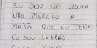 Antes de tirar a vida do filho, mãe obrigava menino a escrever frases autodepreciativas