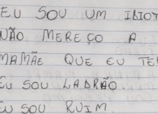 Antes de tirar a vida do filho, mãe obrigava menino a escrever frases autodepreciativas