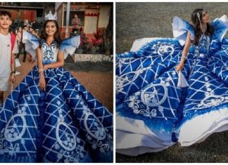 Jovem fez vestido de gala para a irmã para que ela pudesse ir ao baile da escola