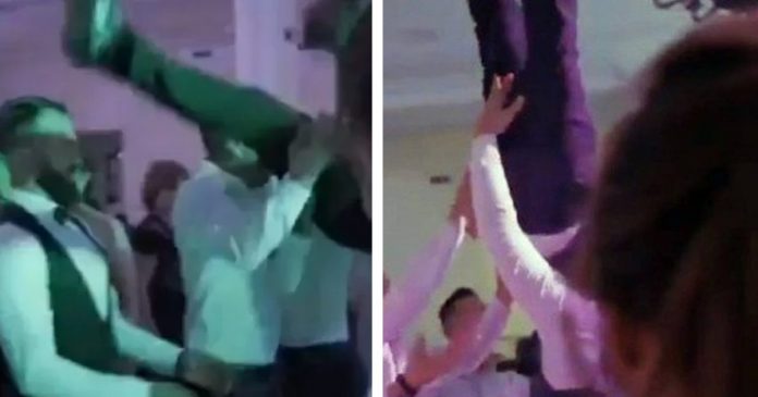 VÍDEO: Noivo é lançado ao ar em sua festa de casamento e fratura coluna