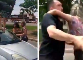 VÍDEO: Após leve colisão, empresário transtornado agride e pisa em carro de mulher