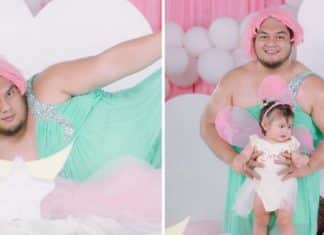 Pai se veste de princesa para salvar sessão de fotos da filha