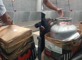 Mulher tenta despachar botijão de gás em voo, mas é impedida por funcionário