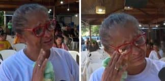 Em entrevista, idosa diz não ter o que comer e não segura as lágrimas