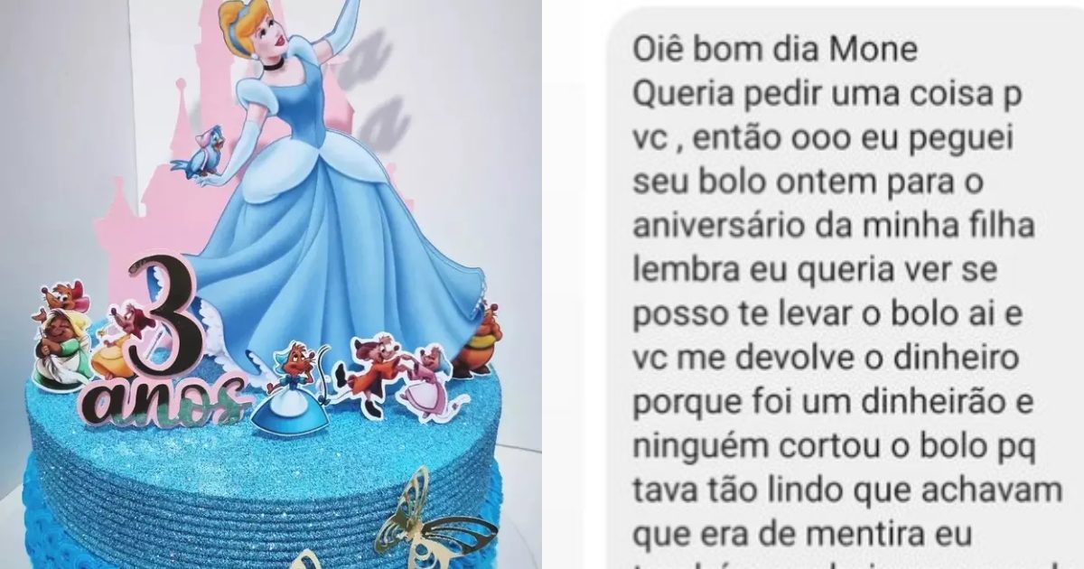 Cliente não corta bolo de aniversário e pede dinheiro de volta: 'Estava  muito bonito