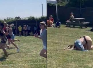 Mãe leva tombo durante o Dia do Esporte na escola da filha e cena viraliza na web