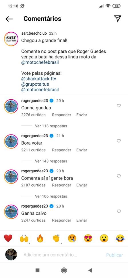 contioutra.com - Com salário de R$1 milhão no Corinthians, Roger Guedes apela a seguidores para ganhar moto de R$9,5 mil