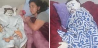 Boneco de pano que teria traído esposa é colocado para dormir no sofá Boneco de pano que teria traído esposa é colocado para dormir no sofá