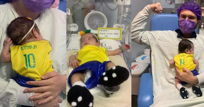 Hospital veste bebês prematuros com ‘amarelinha’ e envia boas energias à seleção