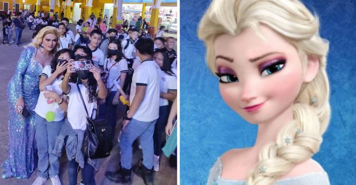 Crianças tiram foto com drag queen achando que era Elsa: “Não há discriminação para elas”
