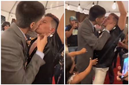 contioutra.com - Noivo ganha beijão de convidado na frente da mulher em casamento; assista