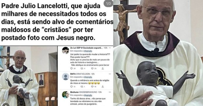 Padre Júlio Lancellotti é criticado depois de postar foto com menino Jesus negro