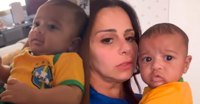 Viviane Araújo mostra filho após derrota da seleção brasileira e consola: “Não fica triste não”