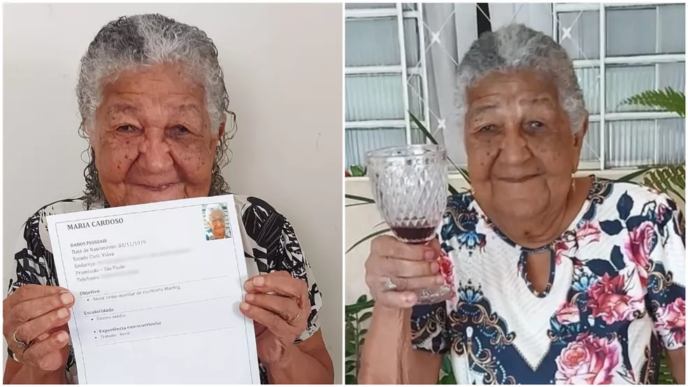 contioutra.com - Aos 103 idosa que ficou famosa ao entregar currículo agora é influencer e faz publi no jogo do Brasil