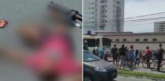 Homem de bicicleta rouba idosa e é atropelado por ônibus logo em seguida