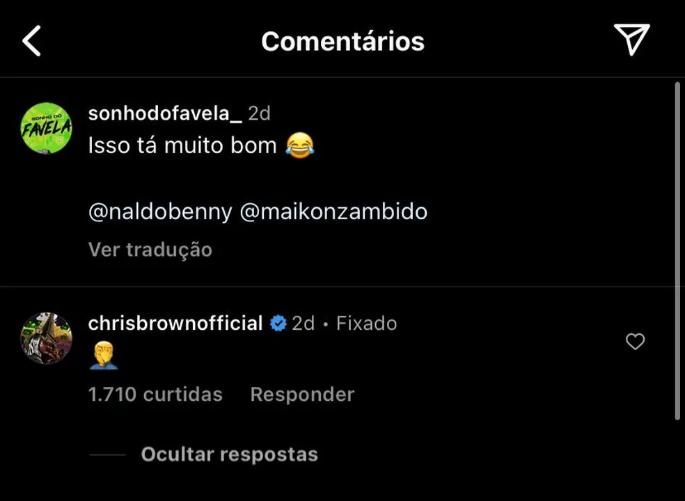 contioutra.com - Chris Brown reage a meme brasileiro que brinca sobre suposta amizade com Naldo