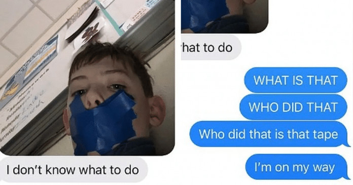 Aluno manda foto para mãe depois de ter a boca tapada pela professora por ‘falar demais’