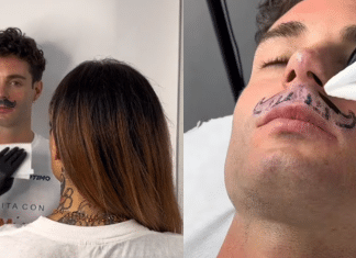 Rapaz tira o bigode para fazer tatuagem de bigode e viraliza