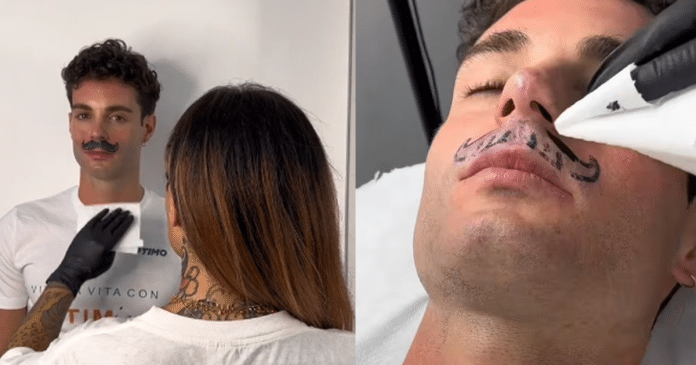 Rapaz tira o bigode para fazer tatuagem de bigode e viraliza