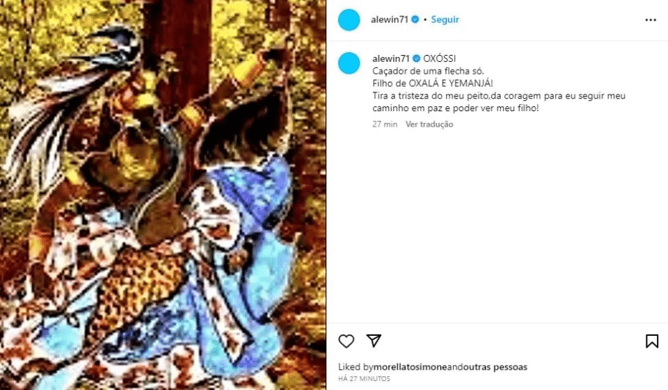 contioutra.com - Alexandre Correa pede ajuda de orix&aacute; para rever o filho