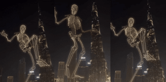 Halloween pelo mundo: Dubai usa milhares de drones para criar gigantesco esqueleto flutuante